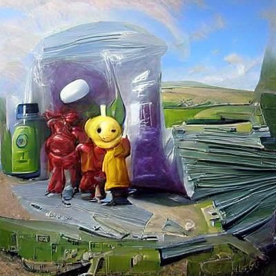 Teletubbies in an Oil Painting by James Gurney