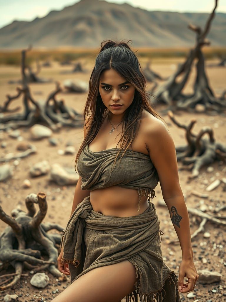 Demi Lovato as a Feral Nova in a Desolate Landscape