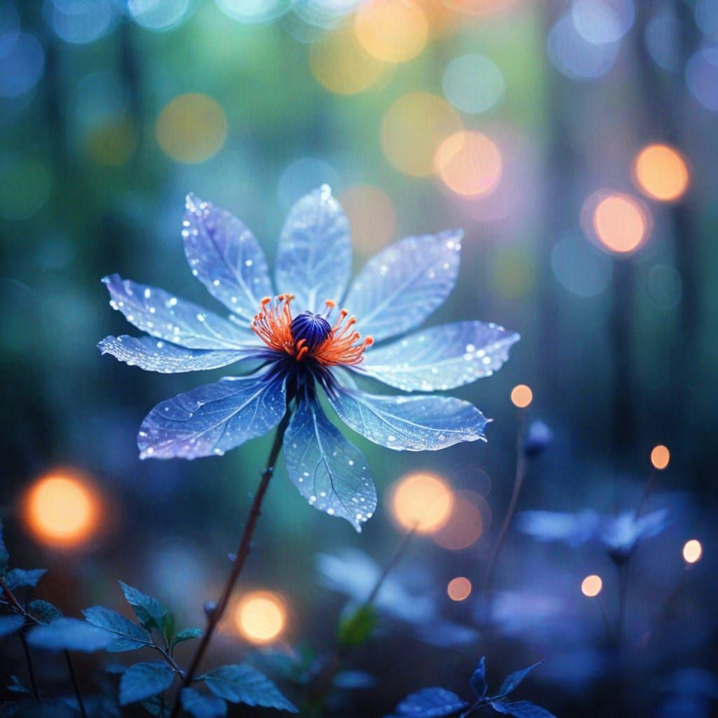 Ethereal Translucent Peace Flower in a Surreal Forest