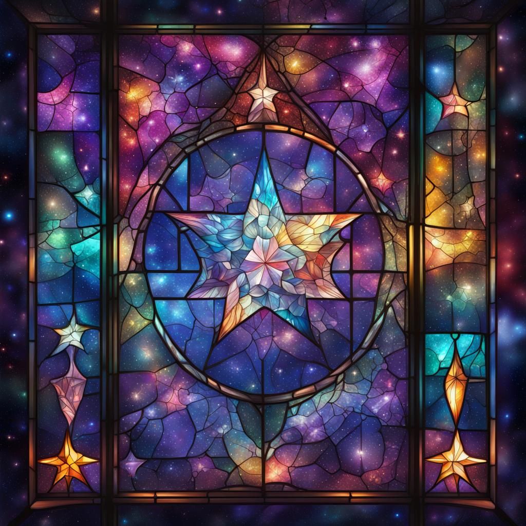 Fantasy Space Stained Glass Stars in the Sky