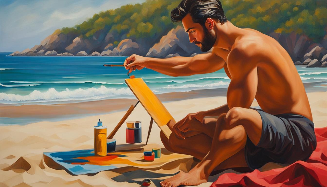 Nude Man Posing for an Oil Painting