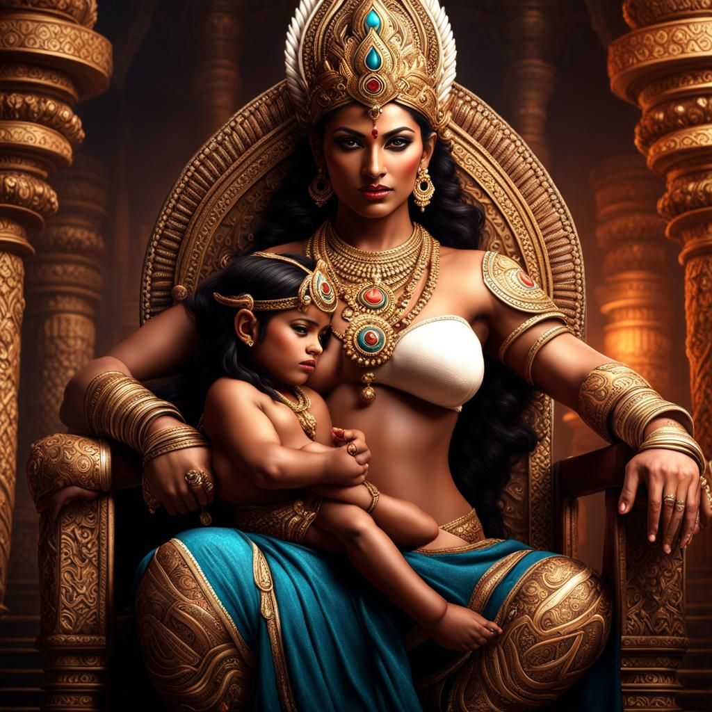 Naga King Vasuki Holding Queen Draupadi