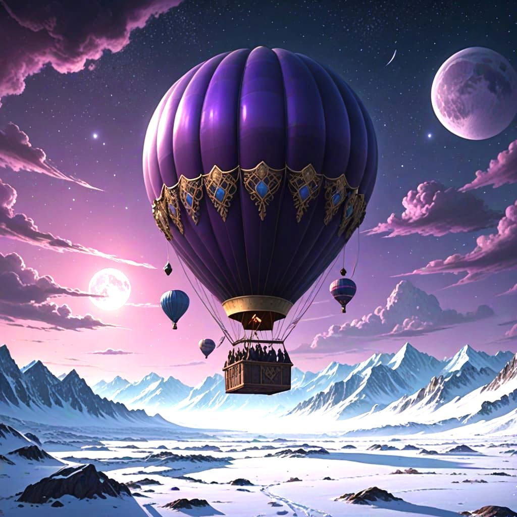 Jules Verne Balloon Over Icy Moon
