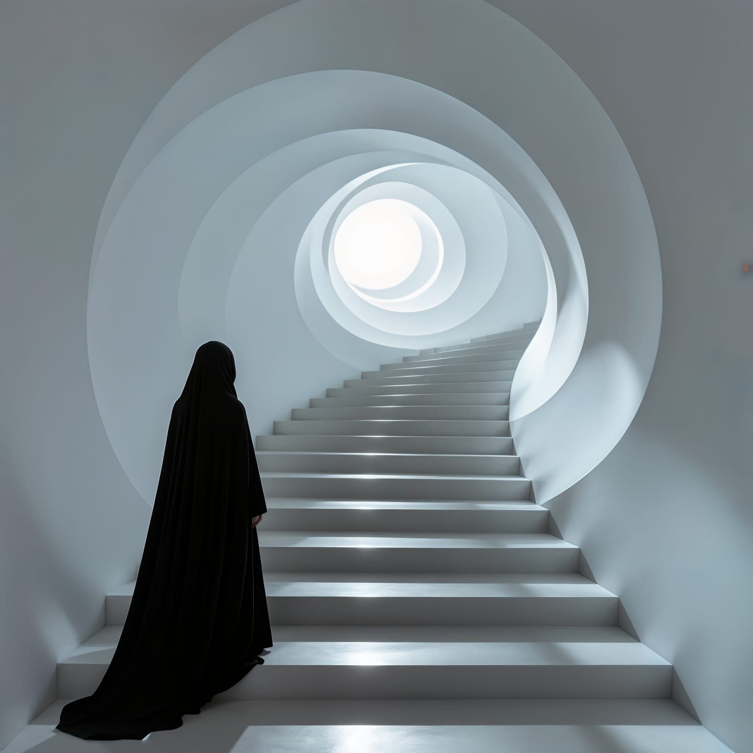 Silhouette on Infinite Staircase with Twisting Horizon