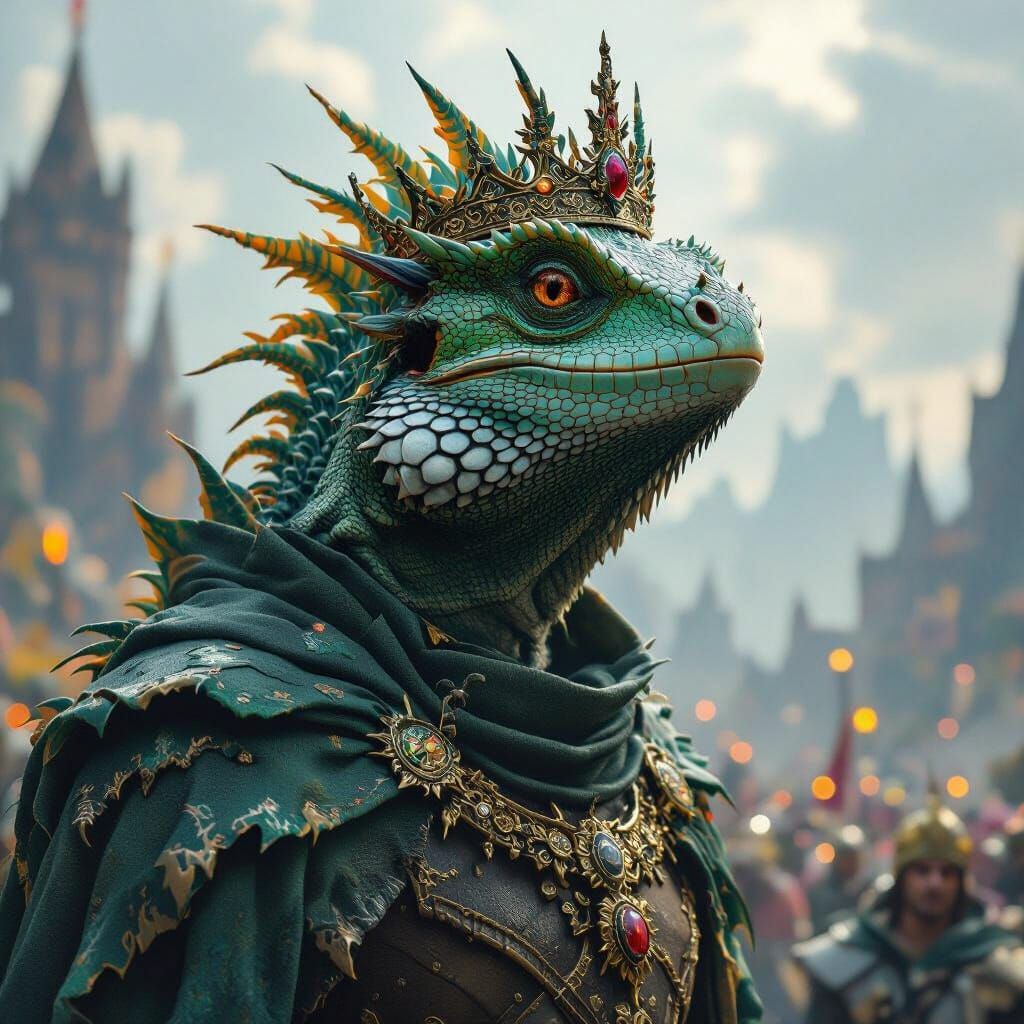 Epic Lizard King in a Digital Matte Painting