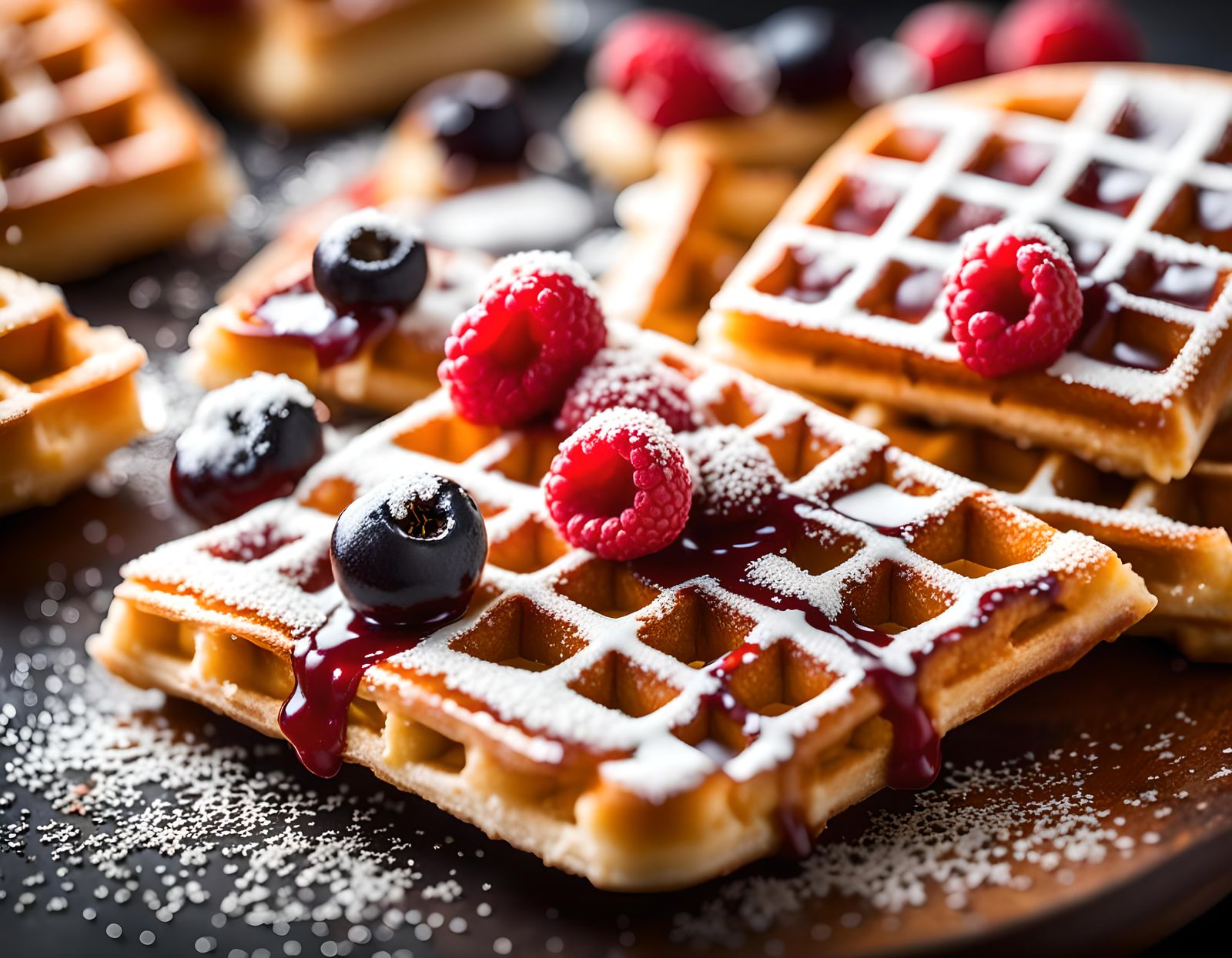 Belgian Waffles with Berries: Professional Photography