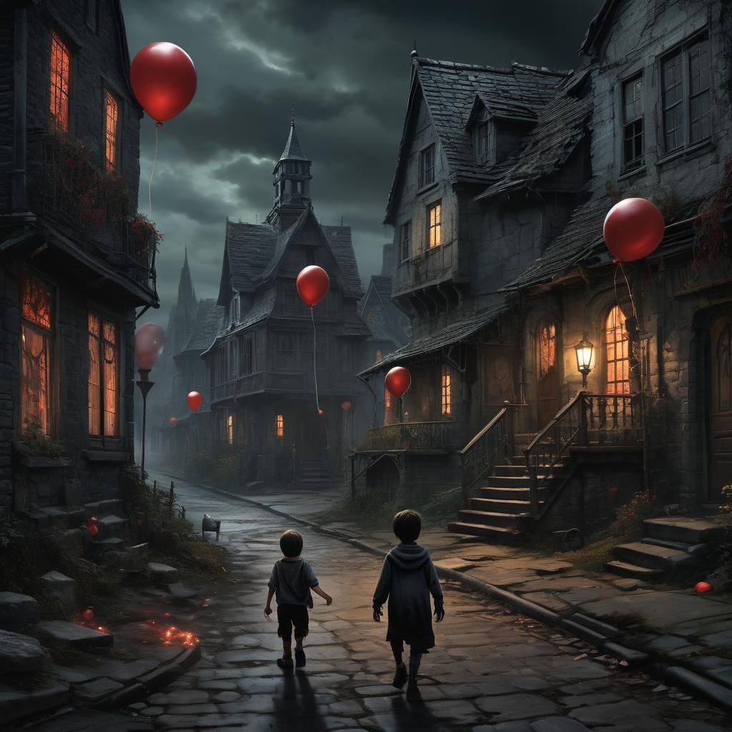Dark Fantasy Apparition in Gothic Street Scene