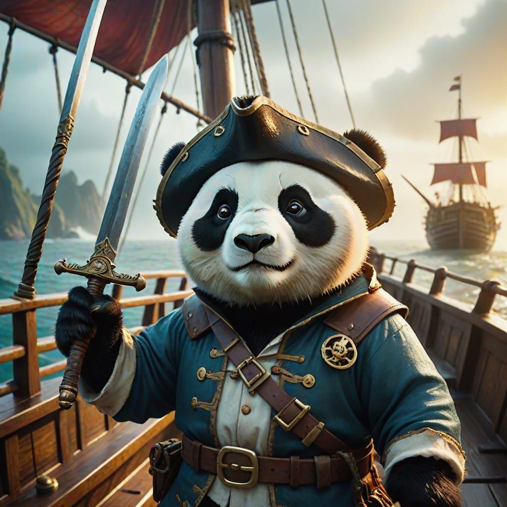 Panda Pirate Adventure in Fantasy Style