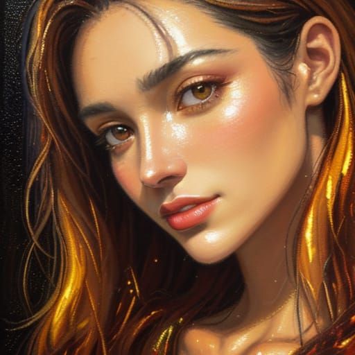 Neo-Impressionist Portrait with Golden Lighting