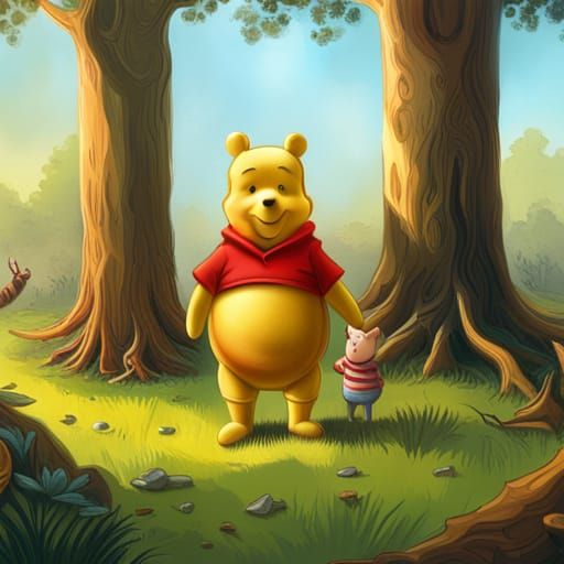 Winnie the Pooh in Hyperrealistic Dark Fantasy