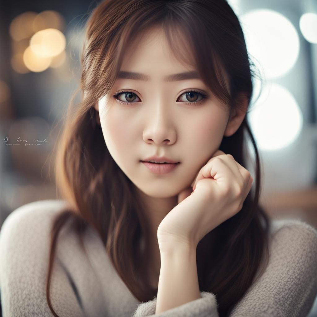 Realistic Korean Girl Portrait in Natural Lighting