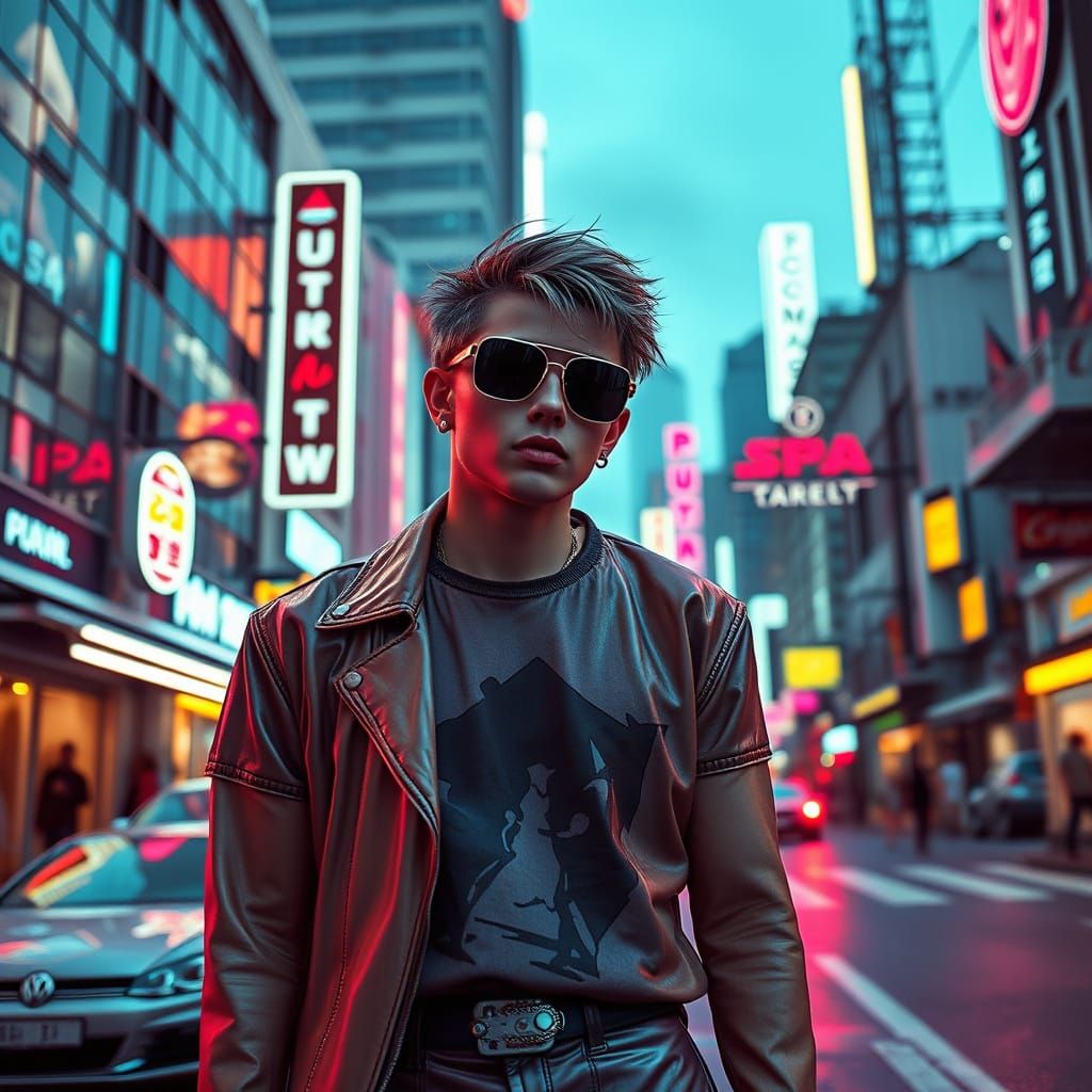 Cyberpunk Cityscape at Night in Neon Light