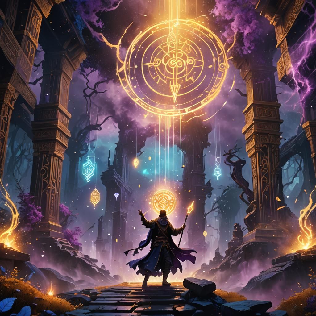 Fantastical Scene with Glowing Runes in Concept Art