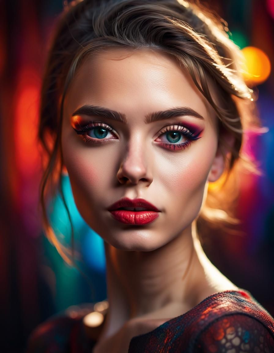 Hyperrealistic Portrait of Girl with Smudged Eyeliner