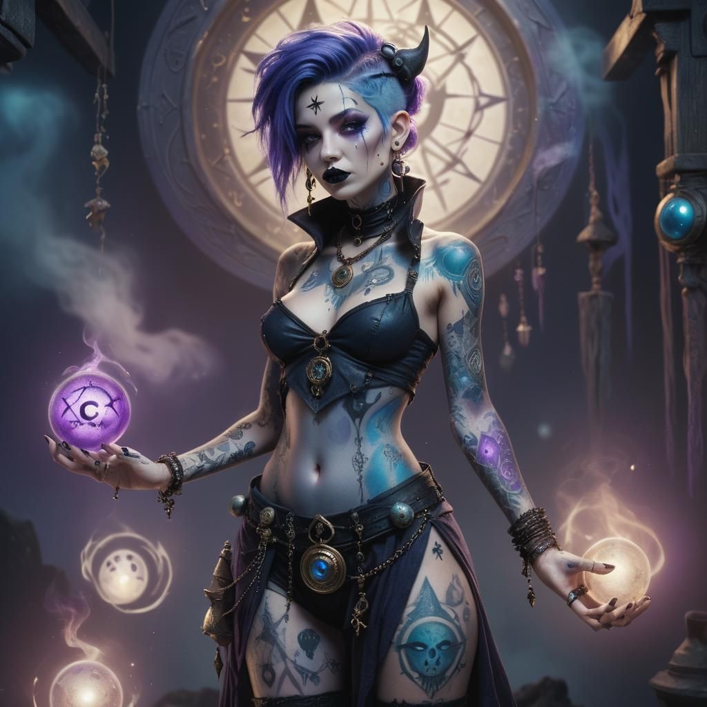 Mystical Witch Portrait in Hyperrealistic Style