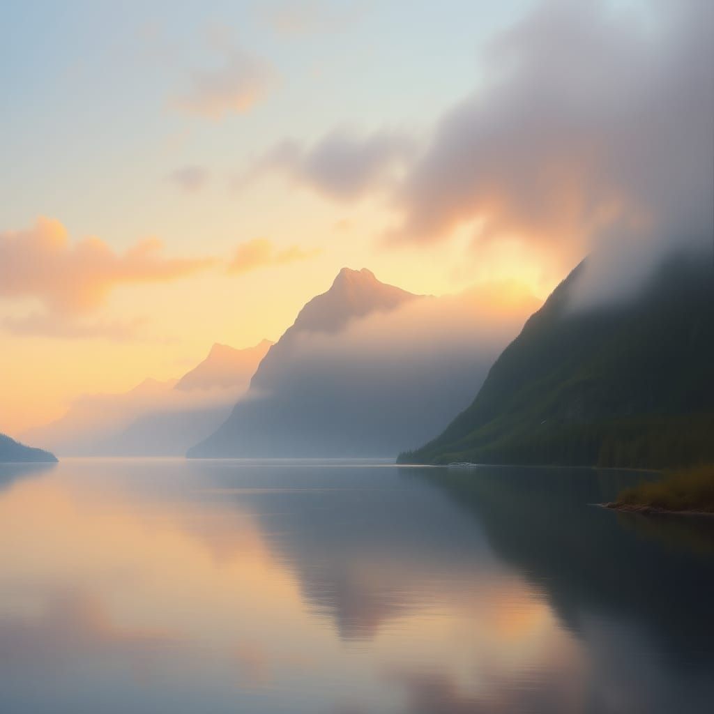 Serene Fjord Landscape in Romantic Style
