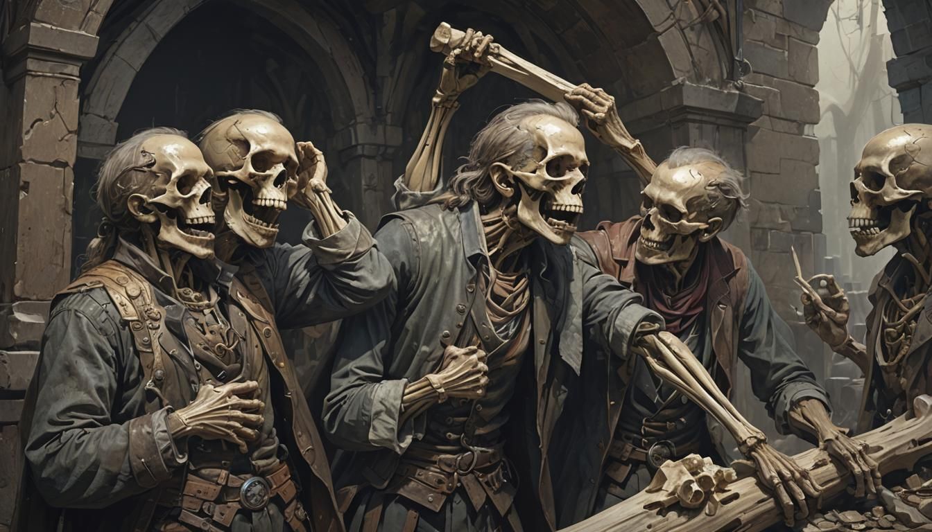 Brothers Sharing a Bone: Detailed Portrait