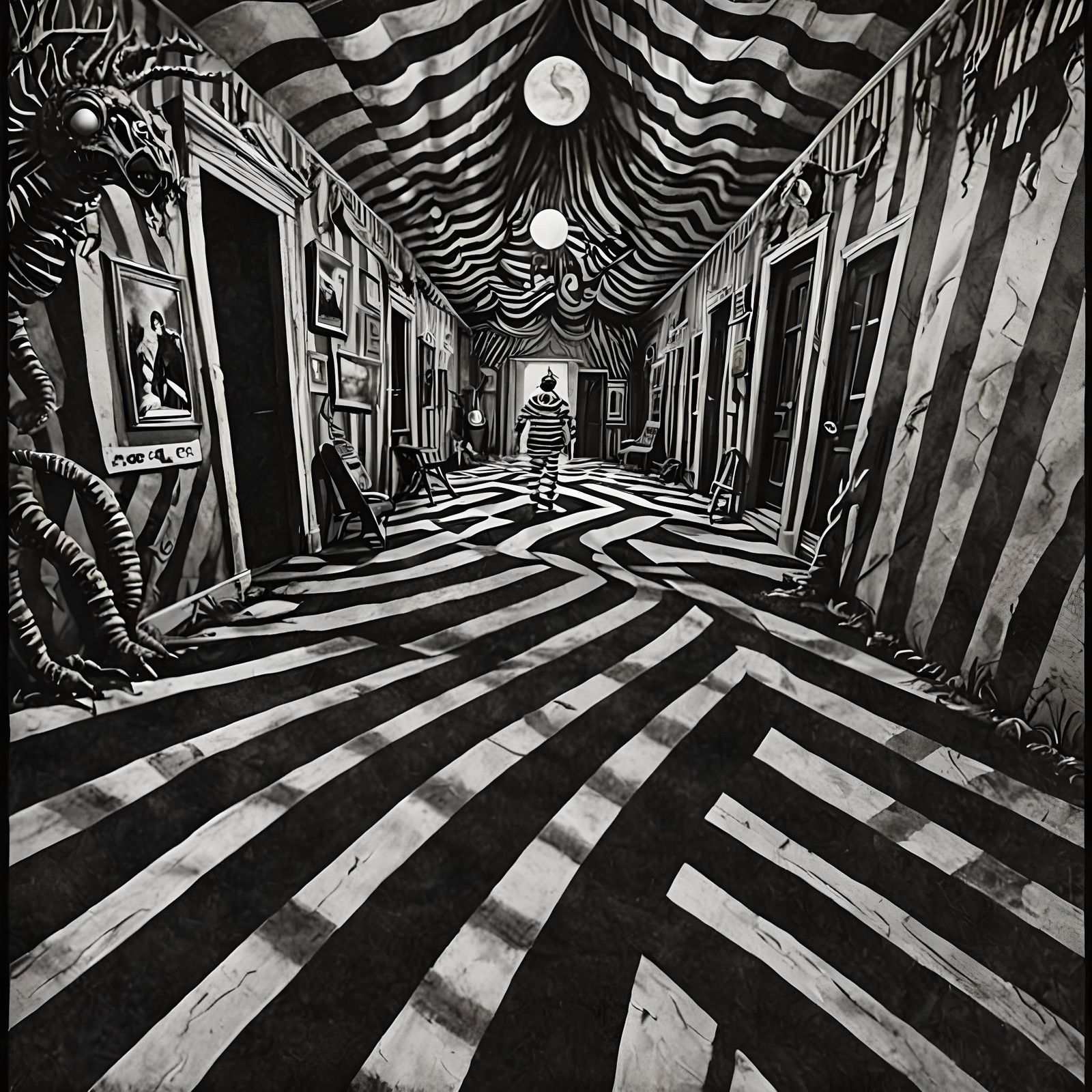 Beetlejuice Themed Optical Illusion in a Gothic Style