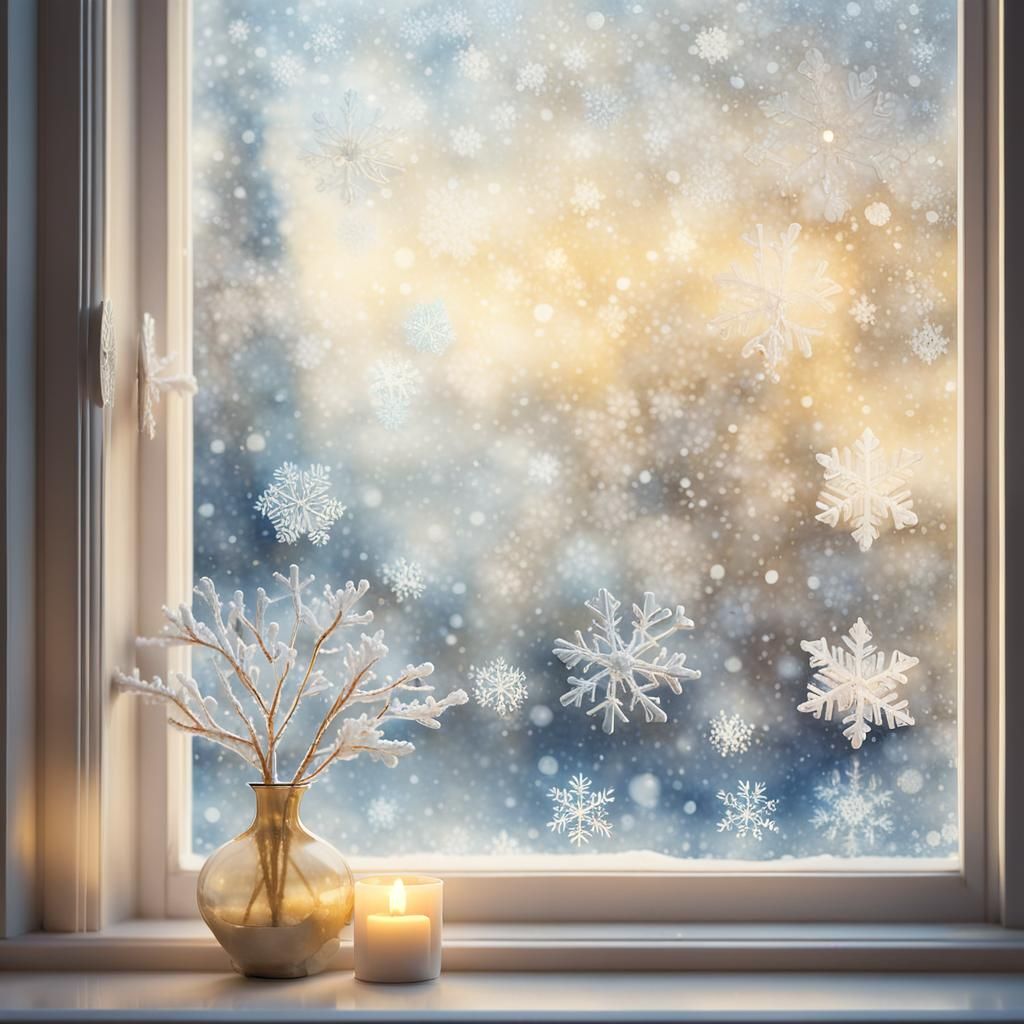 Snowflakes Dance in a Golden Light