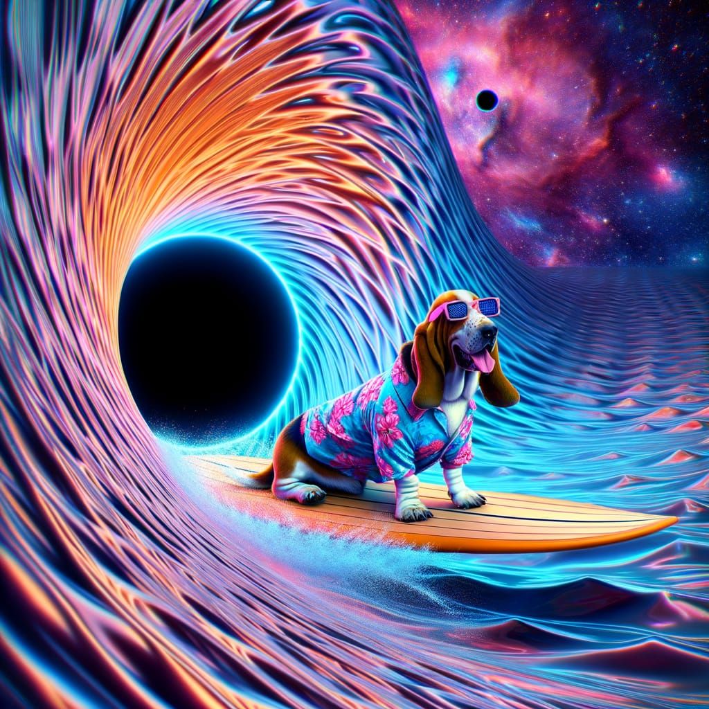 Basset Hound Surfing Gravitational Waves Near Black Hole