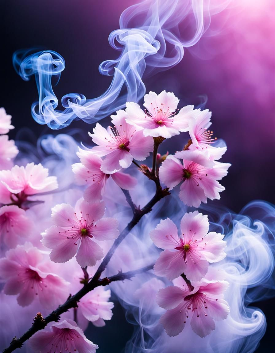 Bioluminescent Sakura Smoke Dreamscape