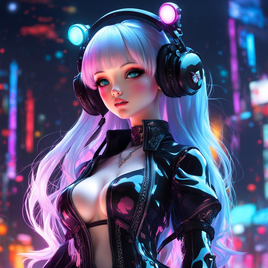 Kawaii Doll with Glowing Clothes in Concert