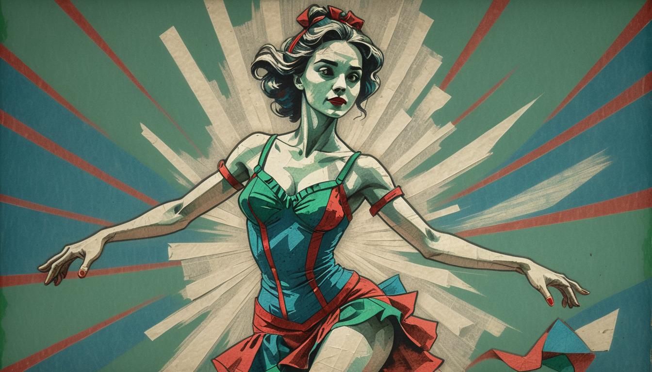 Attractive Dancer in Spot-Colour Newsprint Style