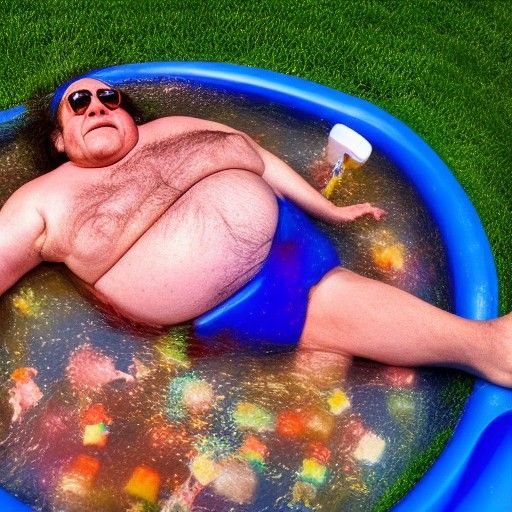 Humorous Scene: Man in Mayonnaise Pool