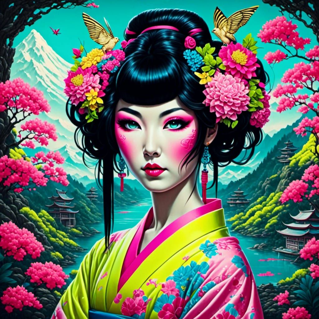 Geisha in Neon Garden, Eighties Style