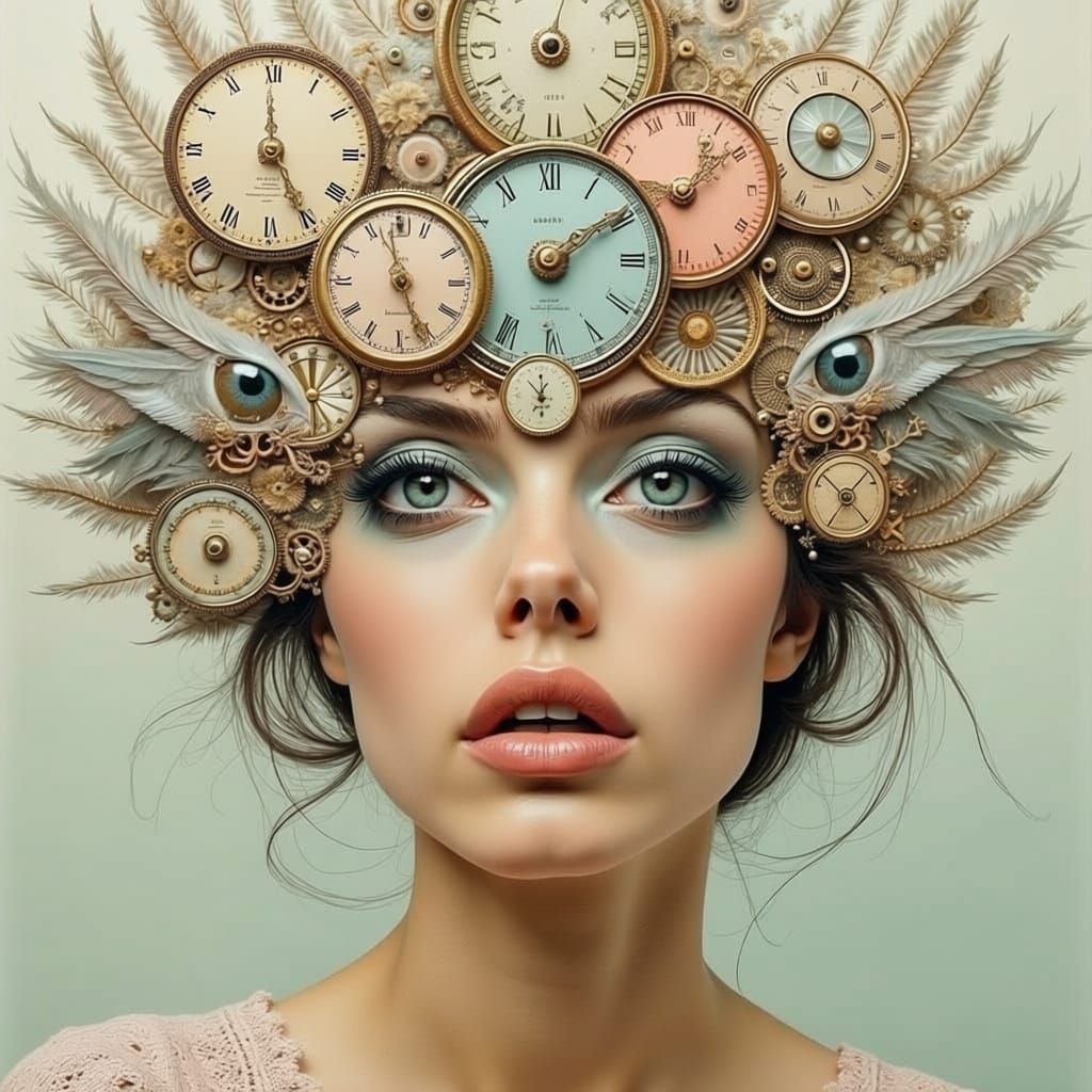 Surreal Portrait with Dissolving Face in Pastel Colors