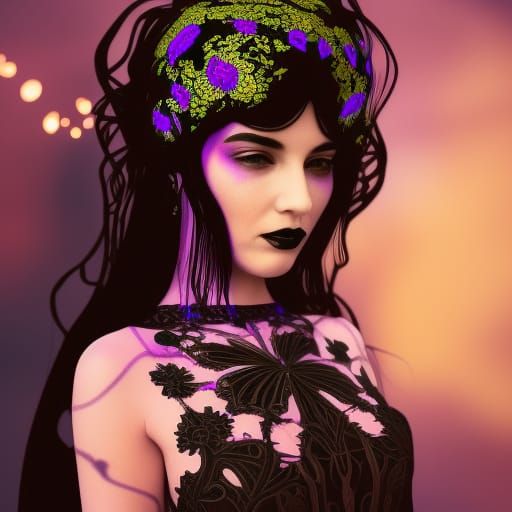 Beautiful black& purple Gothic dress with Beautiful black lace& handkerchief skirt& regal vibes