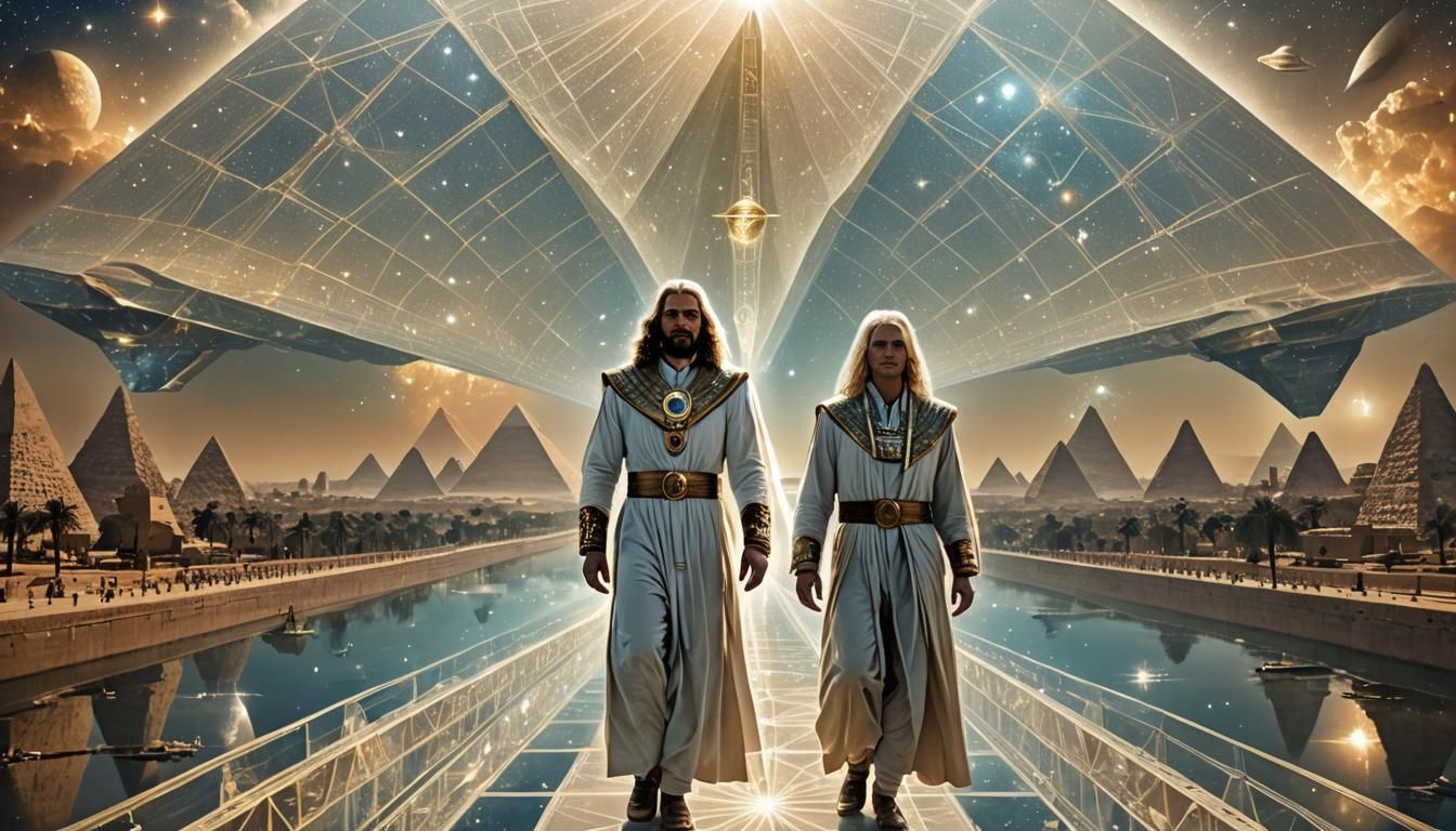 Ashtar and Mira on Mothership Bridge Above Giza