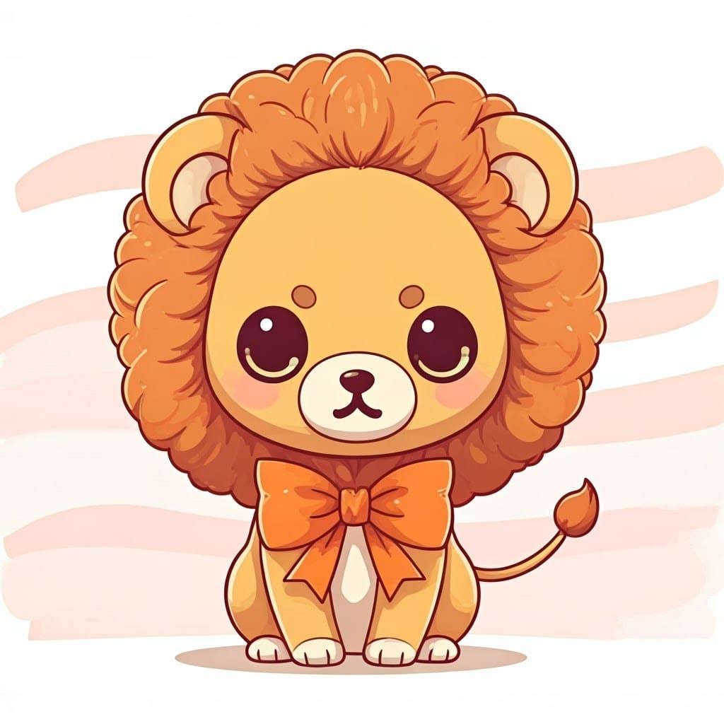 Charming Chibi Lion in Vibrant Anime Style