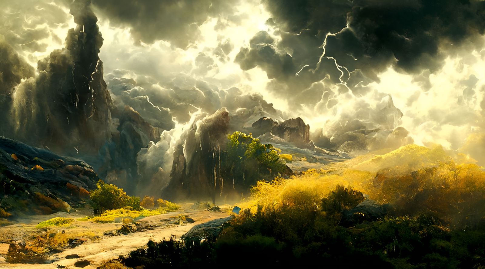 Epic Lightning Storm Over Canyon Landscape