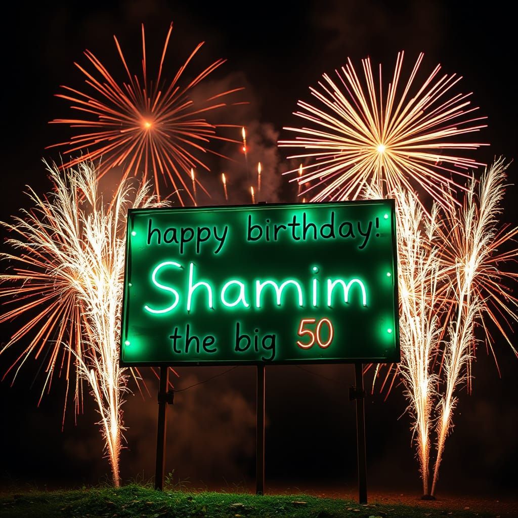 Happy 50th Birthday Celebration with Fireworks