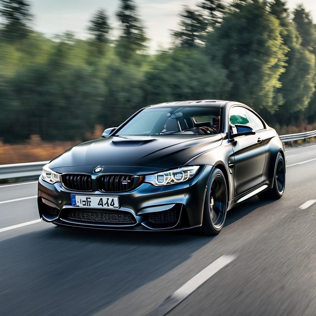 Matte Black BMW M4 F82 on Highway