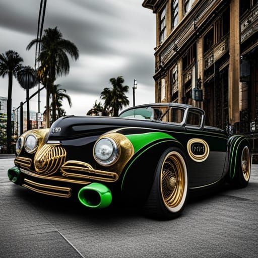 Black, Green, and Gold Island Design