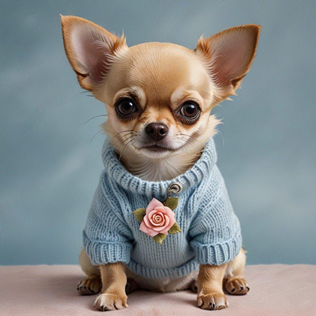 Teacup Chihuahua's "Welcome" in Hyperrealism