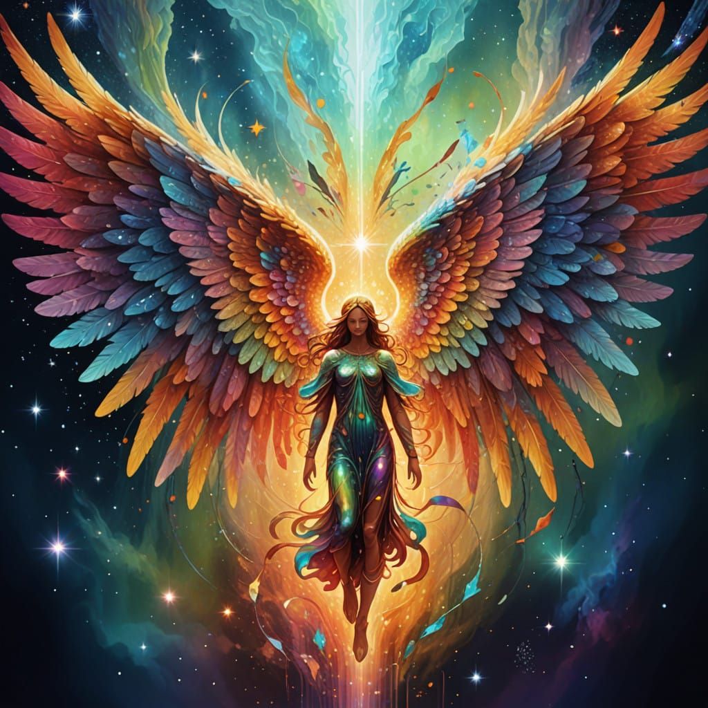 Vibrant Multicolored Angelic Beings in Cosmic Holographic St...