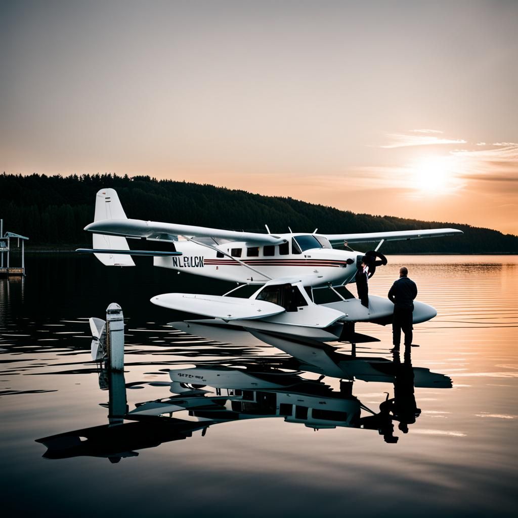 Seaplane at Dock: A Sunny Waterside Scene
