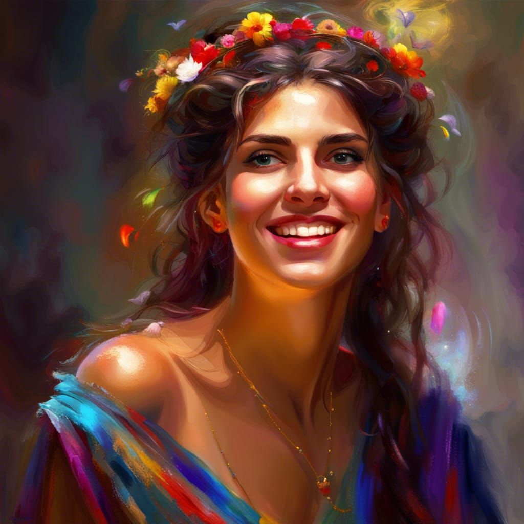 Beautiful Greek Woman in Dreamlike Fantasy Art