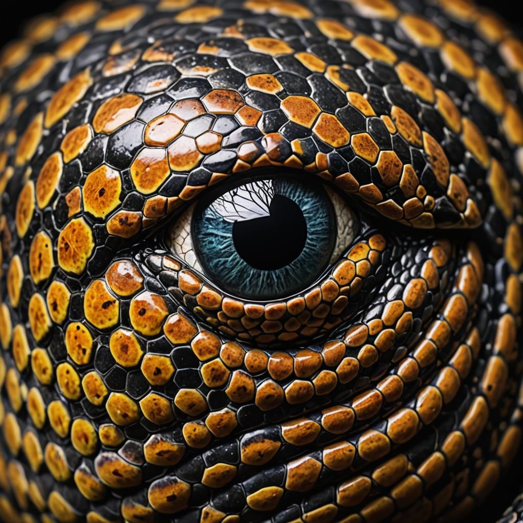 Intense Macro Photograph of a Snake Eye