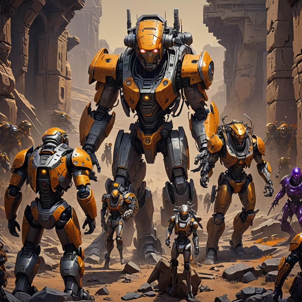 Robots Defending Earth from Mummies: Digital Art