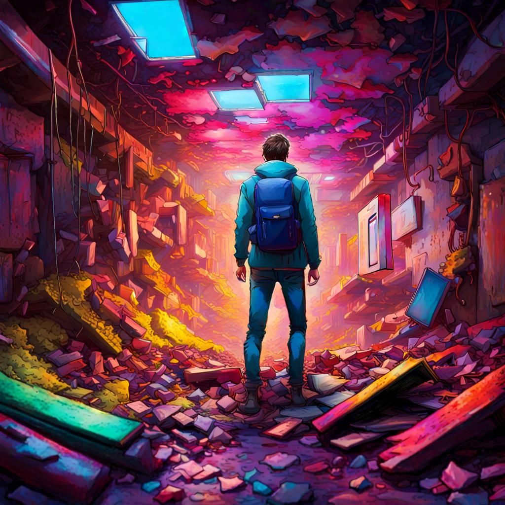 Cyberpunk Earthquake Unleashes Grinning Figure