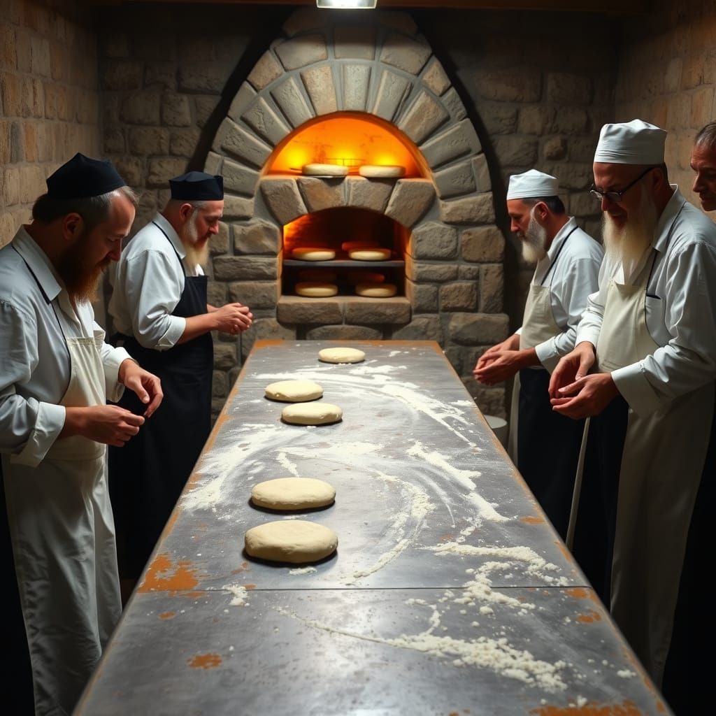 Haredi Bakers Prepare Traditional Matzo in Cozy Bakery Setti...