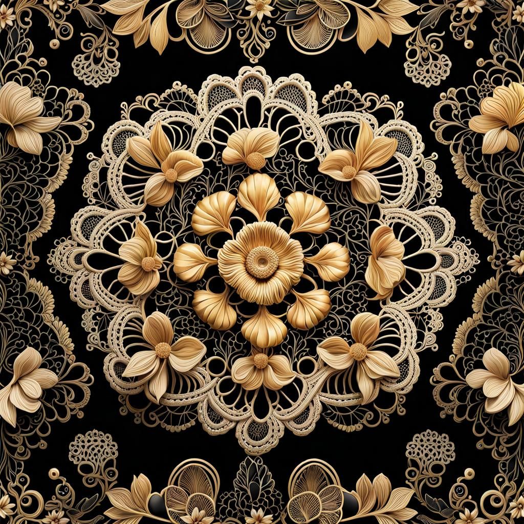 Breathtaking Lace Flower Collage Wall Art in 8k