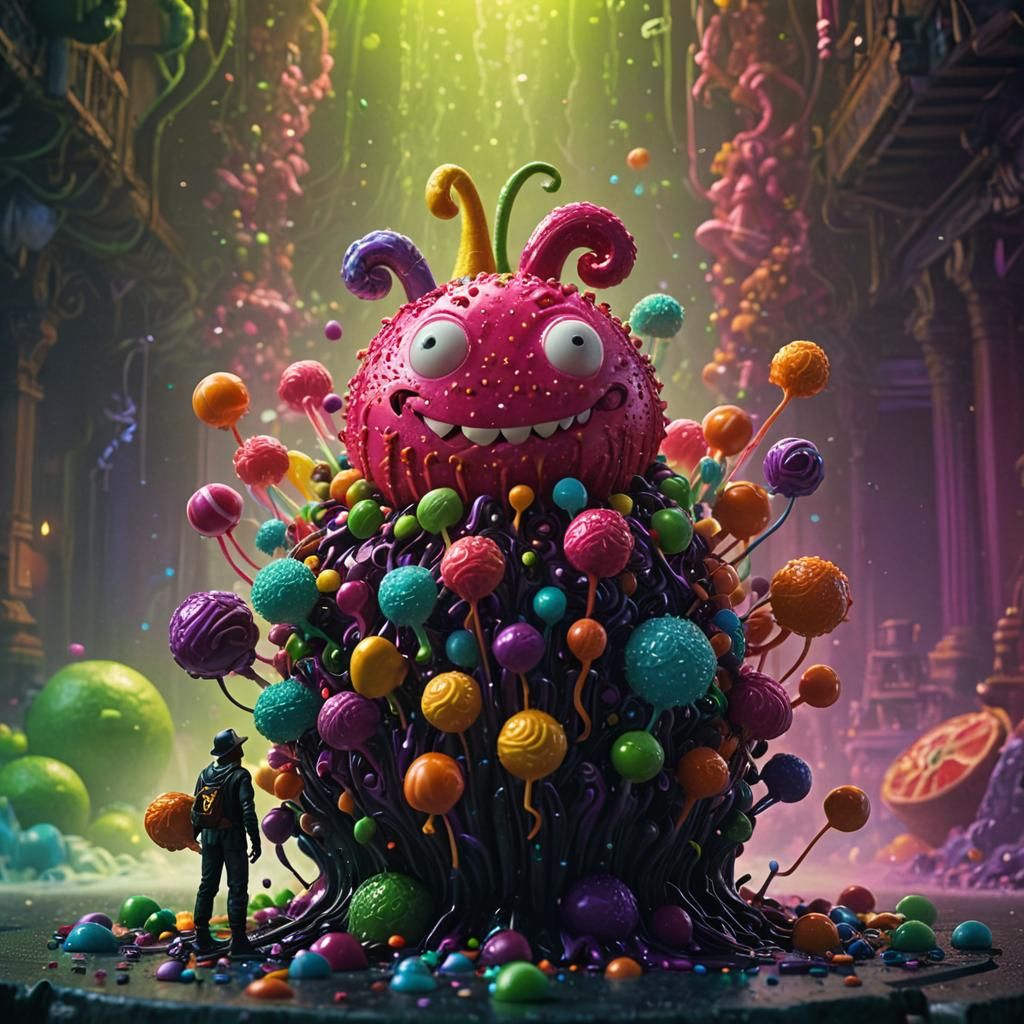 Lime Candyman in Fantastical Environment: Digital Art