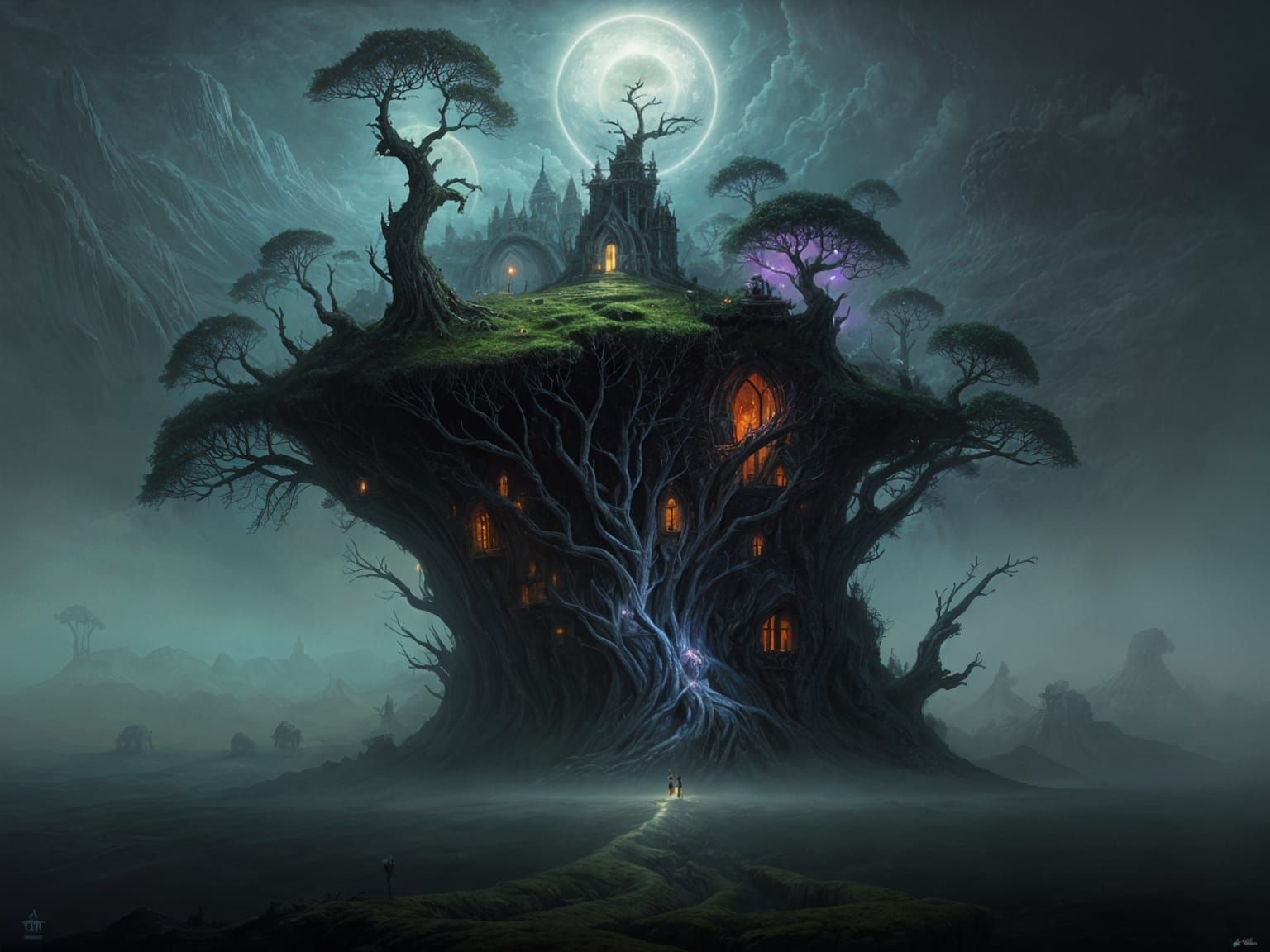 Surreal Samorost World in Beksiński Style