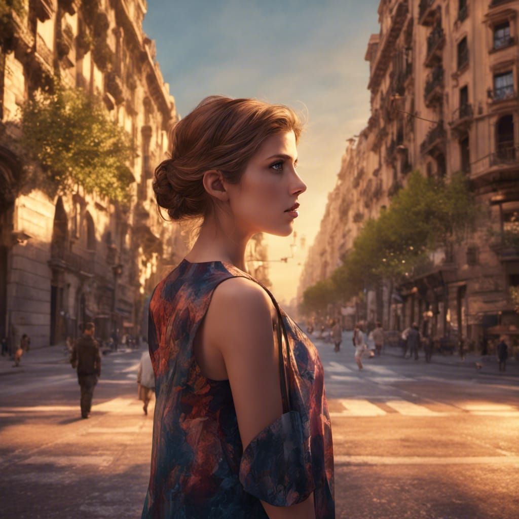 Anna Kendrick in Barcelona Sunset: Digital Art