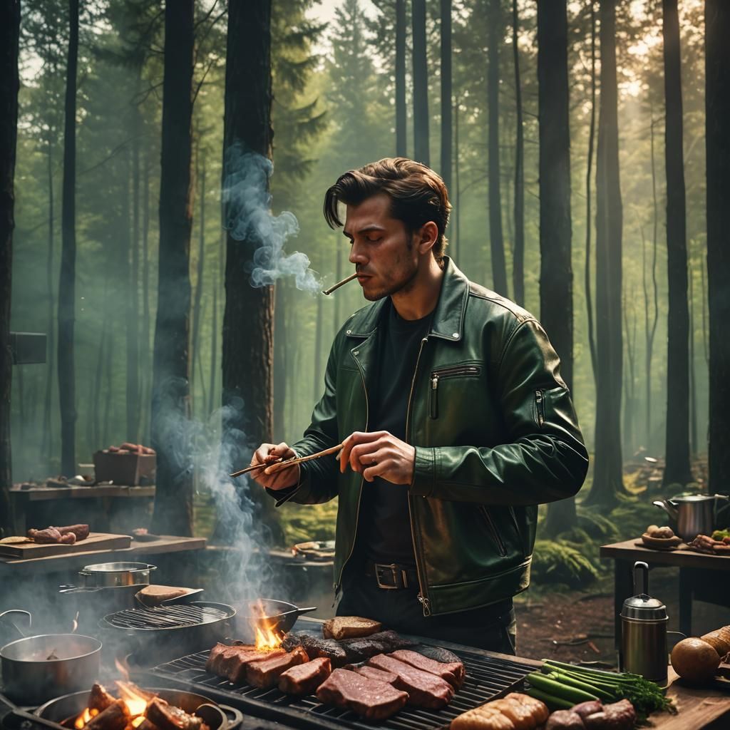 Moody Kitchen in Dark Forest: Digital Art